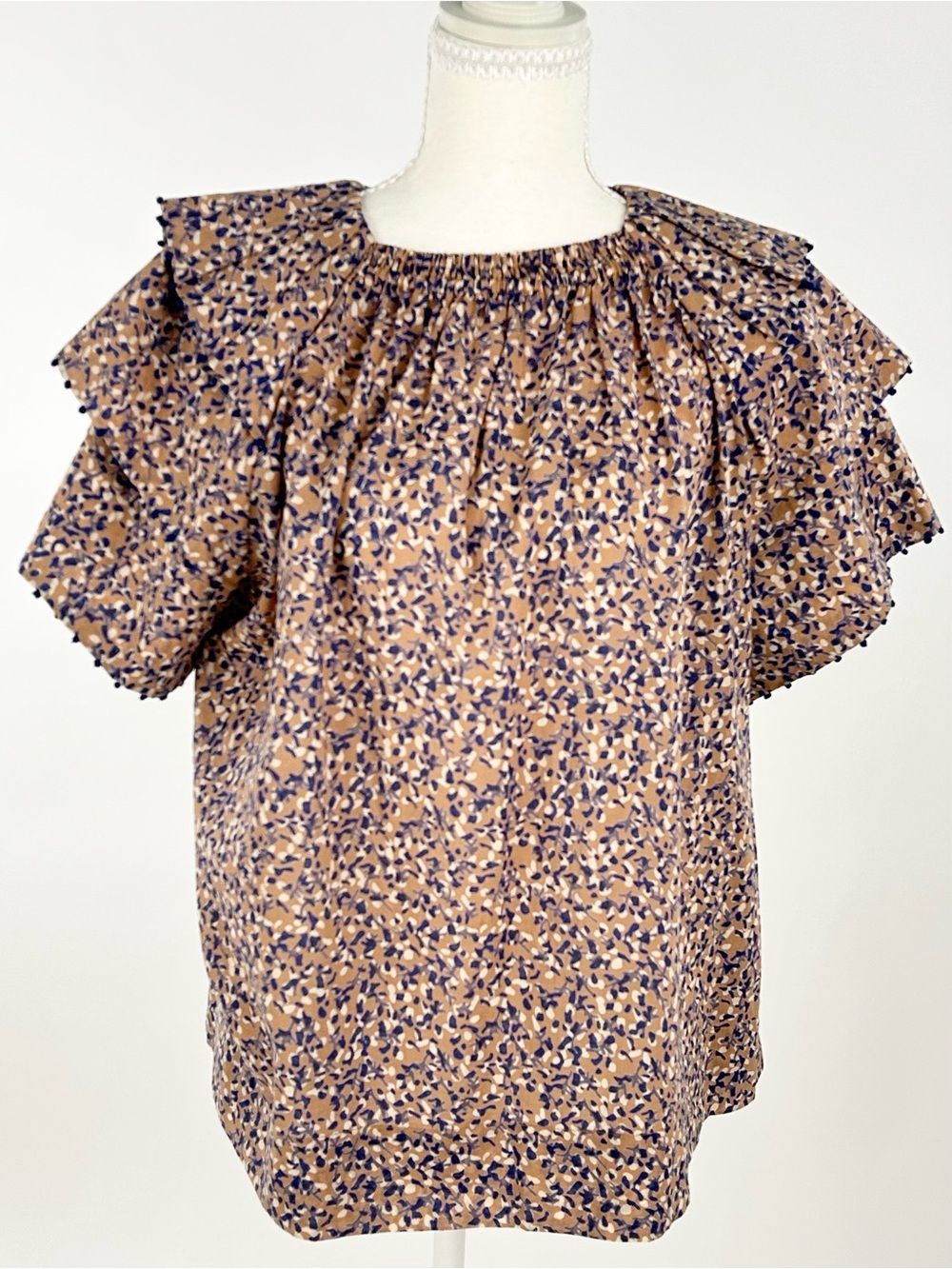 MIRTH Handmade Collection Floral Ruffle Blouse Medium Artisan India